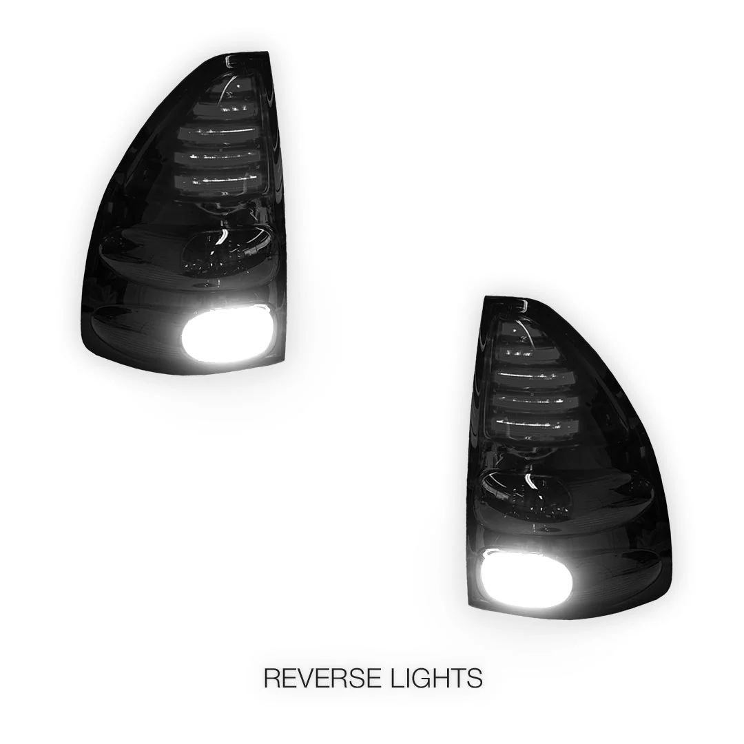 Toyota LandCruiser Prado 120 Series (2003 - 2009) Smoked Black LED Tail Lights LH + RH - Image 5