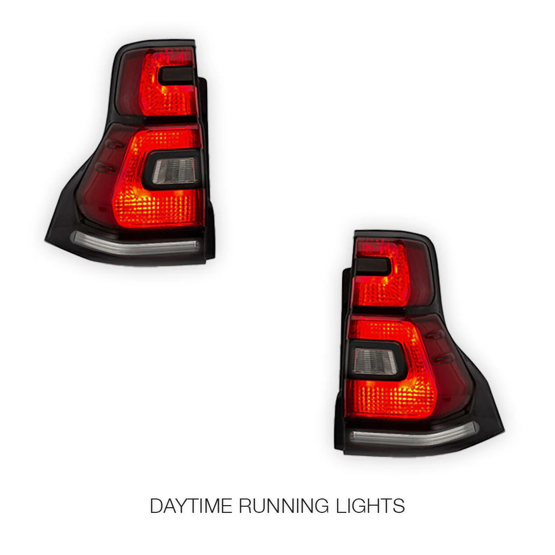 Toyota LandCruiser Prado 150 Series (2010 - 2017) Sequential Red Smoked Tail Lights LH + RH - Image 2