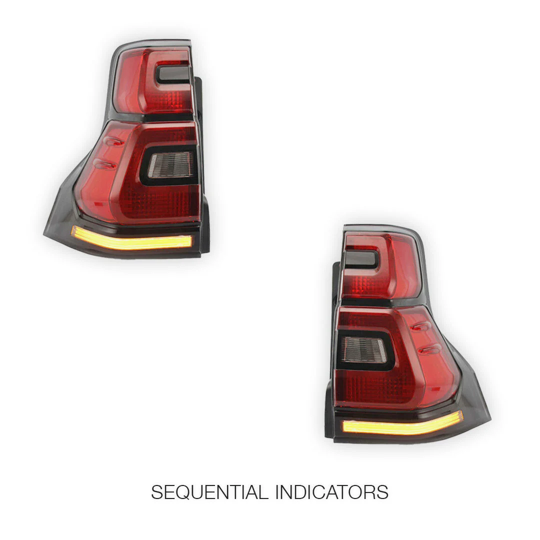 Toyota LandCruiser Prado 150 Series (2010 - 2017) Sequential Red Smoked Tail Lights LH + RH - Image 3