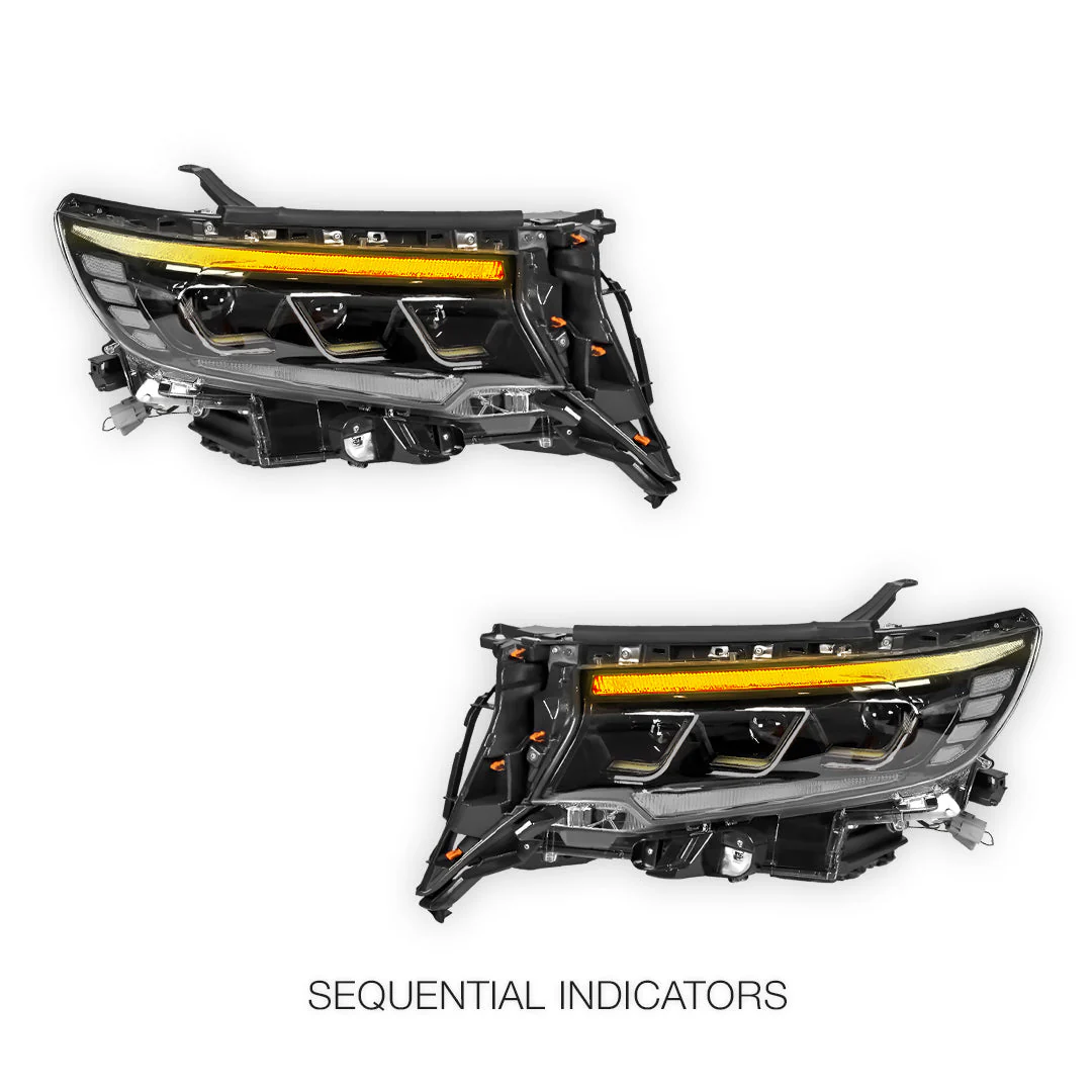Toyota LandCruiser Prado 150 Series (2018- 2023) FULL LED DRL Sequential Projector Headlights LH + RH - Image 3