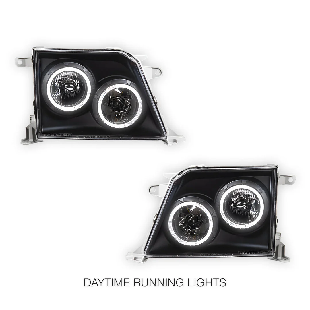 Toyota LandCruiser Prado 90 Series (1997 - 2002) Angel-Eyes DRL Projector Headlights LH + RH - Image 2
