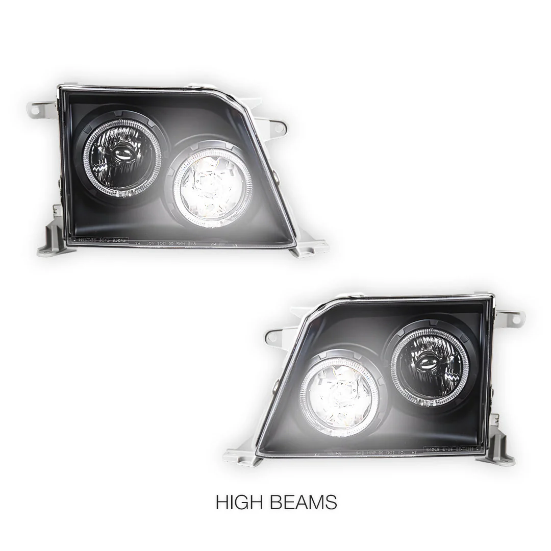Toyota LandCruiser Prado 90 Series (1997 - 2002) Angel-Eyes DRL Projector Headlights LH + RH - Image 4
