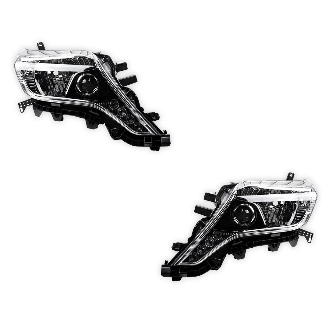 Toyota LandCruiser Prado GRJ150 / KDJ150 Series 2 (2013 - 2017) Black LED DRL Headlights LH + RH - Image 2