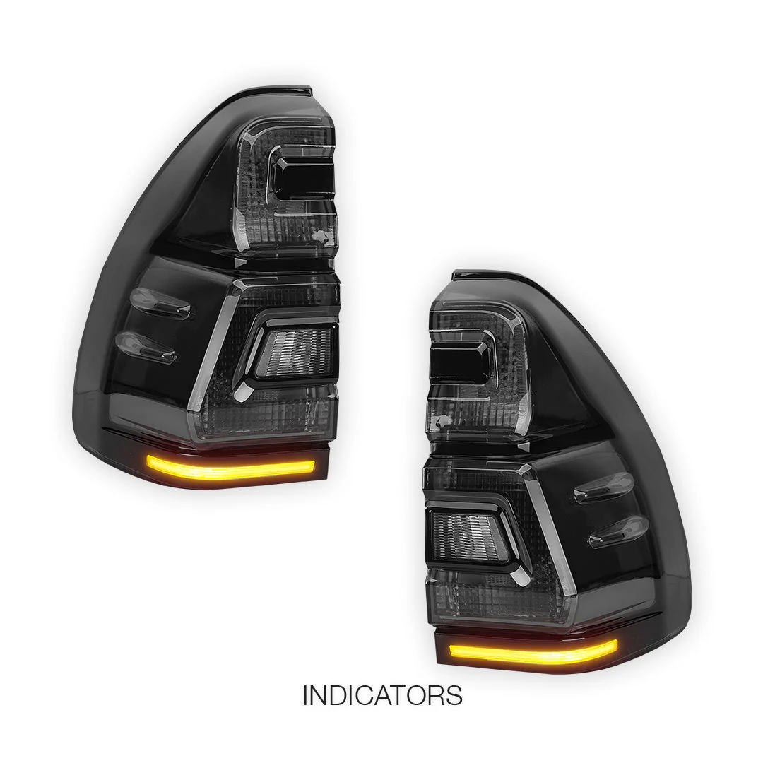 Toyota LandCruiser Prado J120 Series (2003 - 2009) Black Smoked LED Tail Lights LH + RH - Image 3