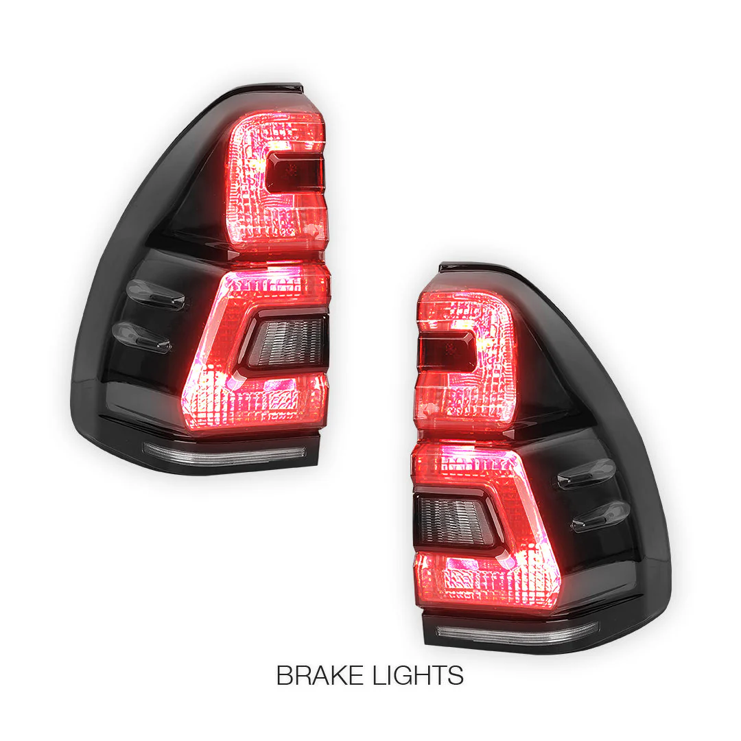 Toyota LandCruiser Prado J120 Series (2003 - 2009) Black Smoked LED Tail Lights LH + RH - Image 4