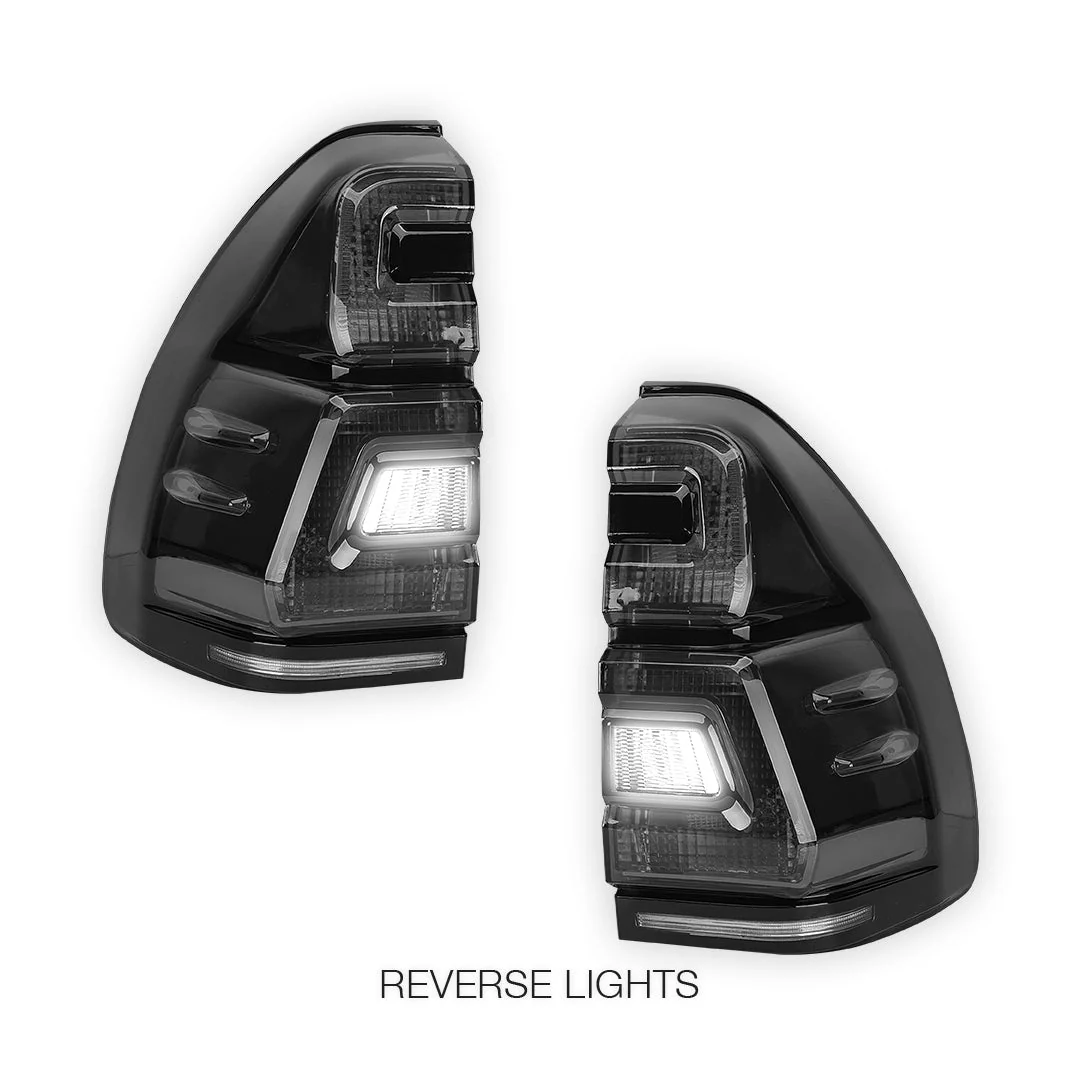 Toyota LandCruiser Prado J120 Series (2003 - 2009) Black Smoked LED Tail Lights LH + RH - Image 5