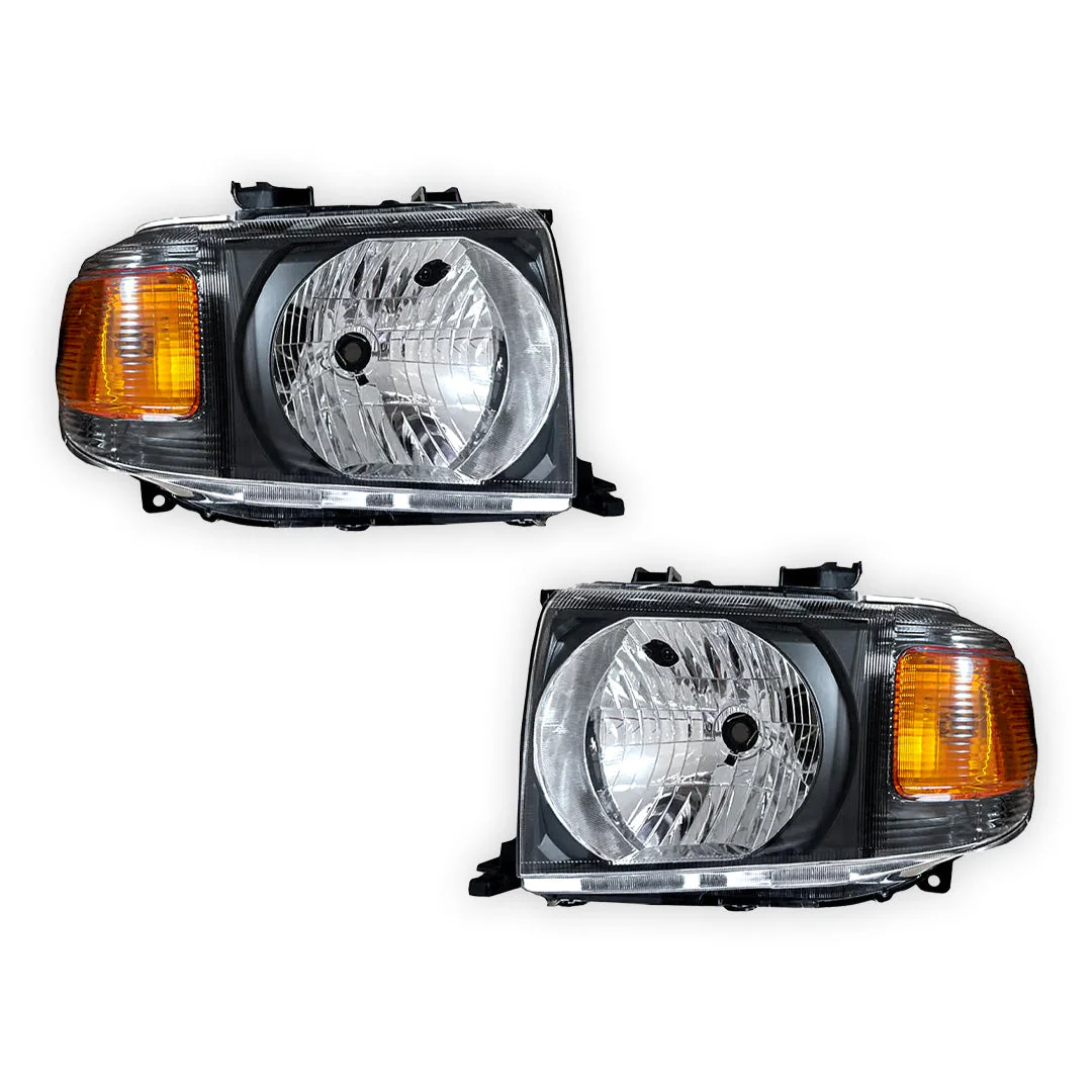 Toyota LandCruiser VDJ 70 / 76 / 78 / 79 Series (2007 - 2019) Black Headlights LH + RH - Image 2