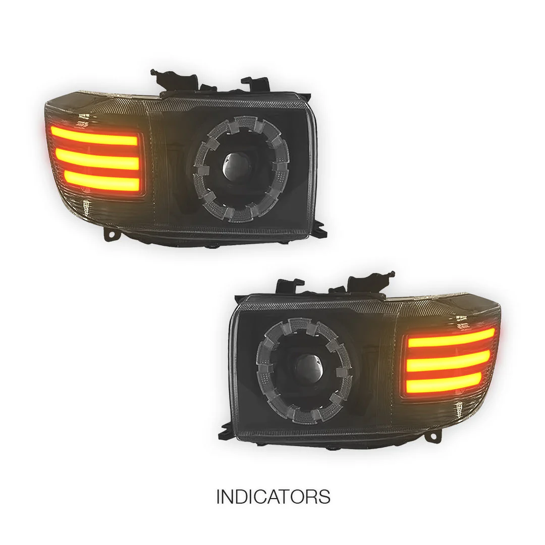 Toyota LandCruiser VDJ70 / 76 / 78 / 79 Series (2007 - 2025) Smoked LED Headlights LH + RH - Image 3