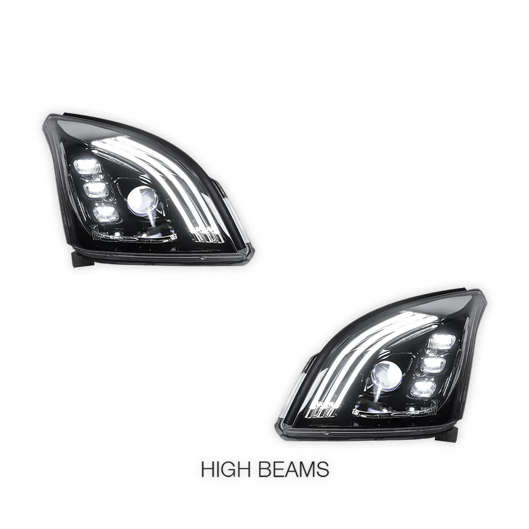 Toyota Prado 120 Series All Models (2003 - 2009) Sequential Black Demon Eye LED DRL Projector Headlights LH + RH - Image 2