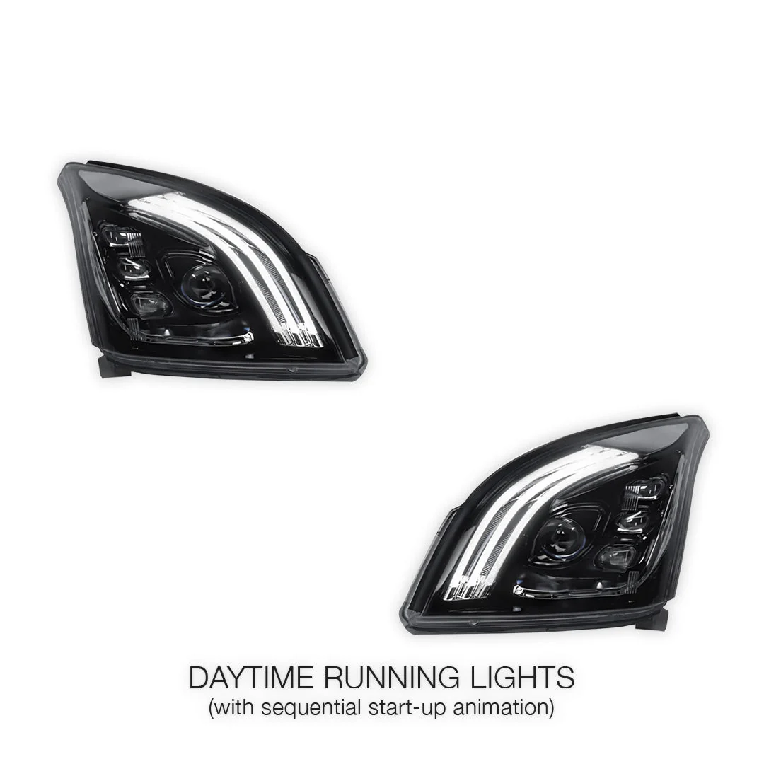 Toyota Prado 120 Series All Models (2003 - 2009) Sequential Black Demon Eye LED DRL Projector Headlights LH + RH - Image 4