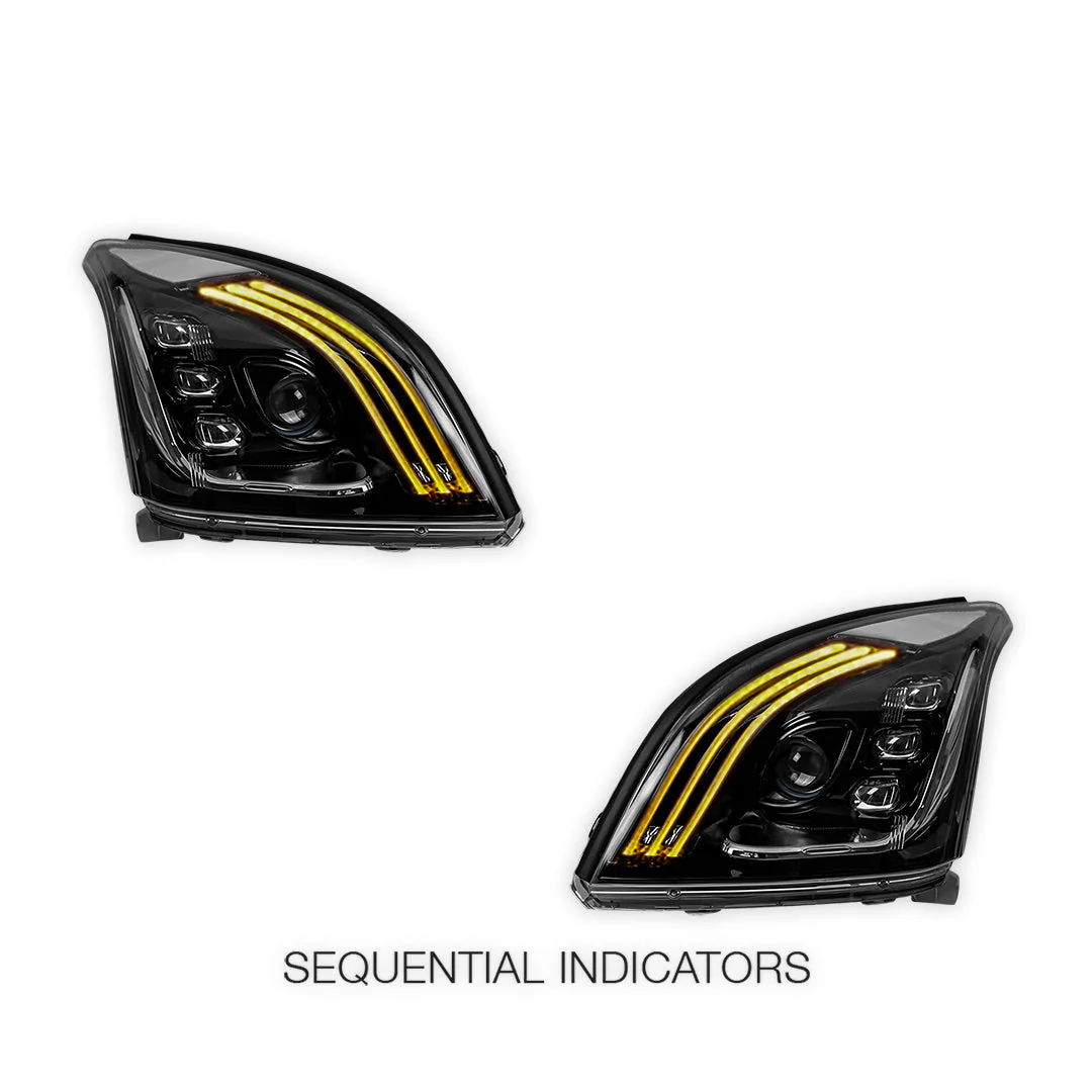 Toyota Prado 120 Series All Models (2003 - 2009) Sequential Black Demon Eye LED DRL Projector Headlights LH + RH - Image 5