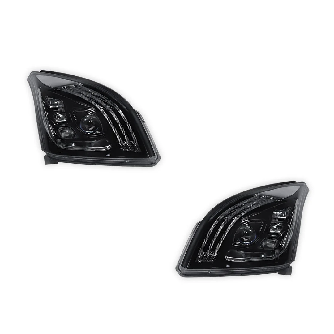 Toyota Prado 120 Series All Models (2003 - 2009) Sequential Black Demon Eye LED DRL Projector Headlights LH + RH - Image 6