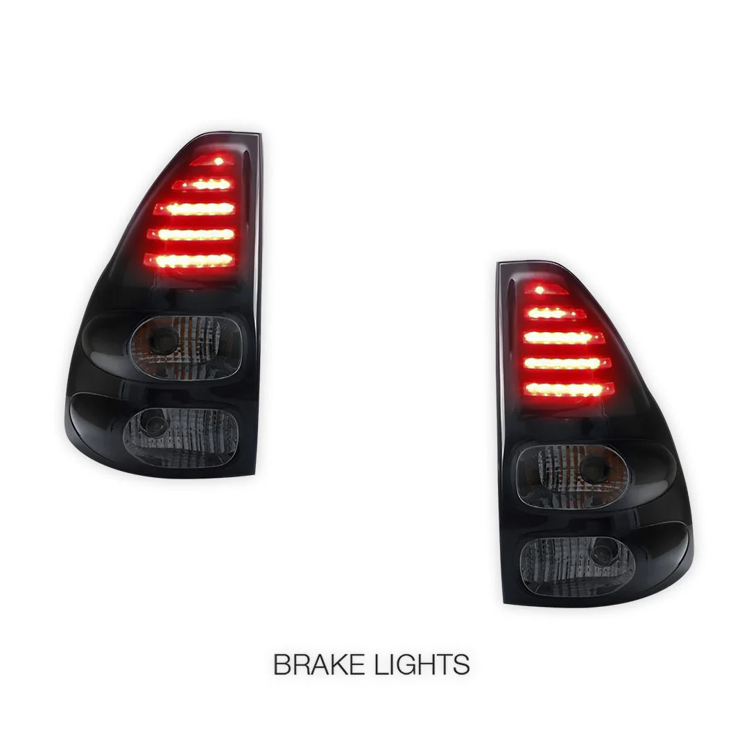 Toyota Prado 120 Series All Models (2003 - 2009) Smoked Black LED Tail Lights LH + RH - Image 2