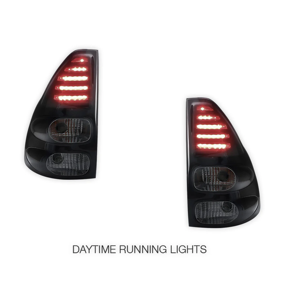 Toyota Prado 120 Series All Models (2003 - 2009) Smoked Black LED Tail Lights LH + RH - Image 3
