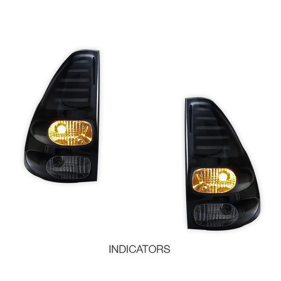 Toyota Prado 120 Series All Models (2003 - 2009) Smoked Black LED Tail Lights LH + RH - Image 4