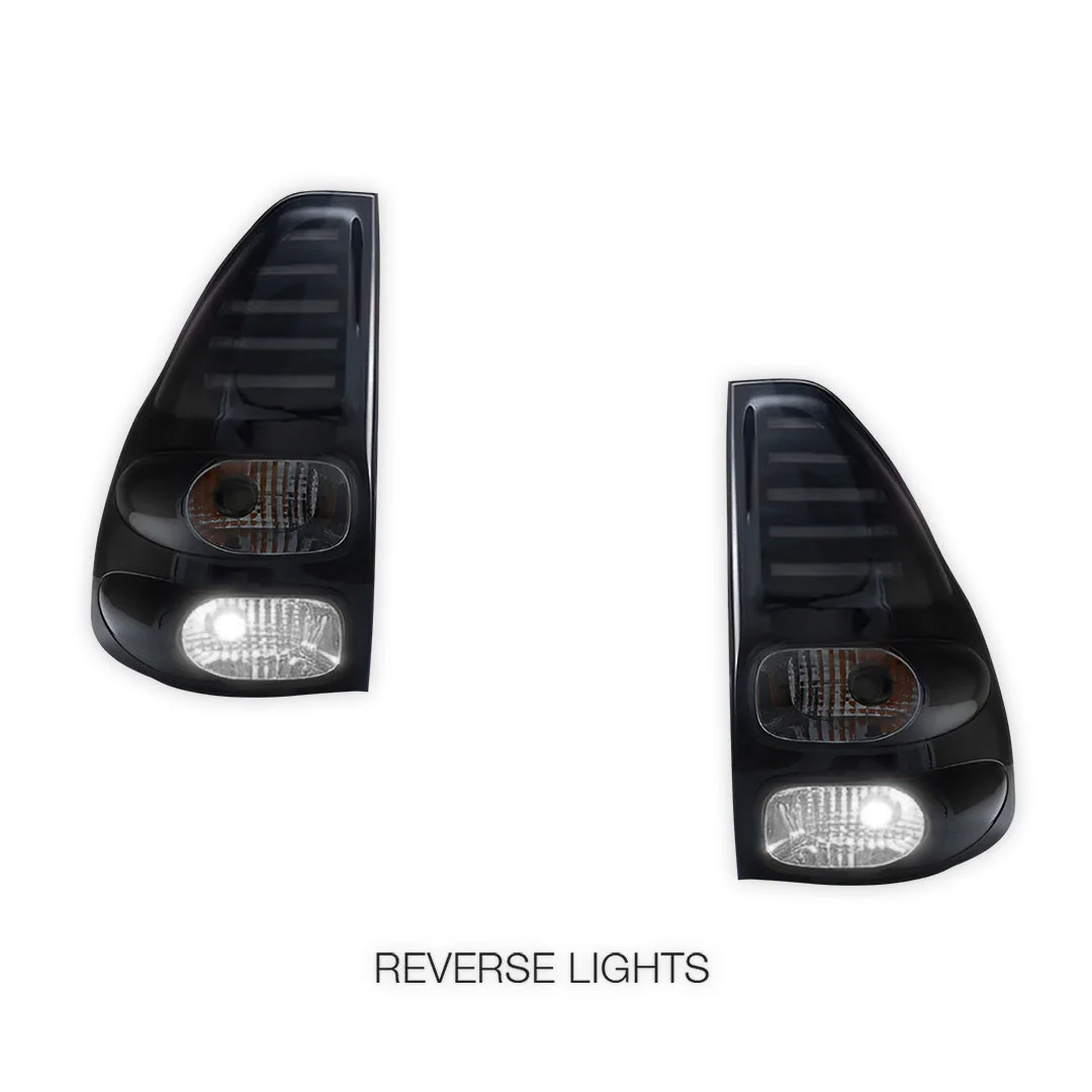 Toyota Prado 120 Series All Models (2003 - 2009) Smoked Black LED Tail Lights LH + RH - Image 5