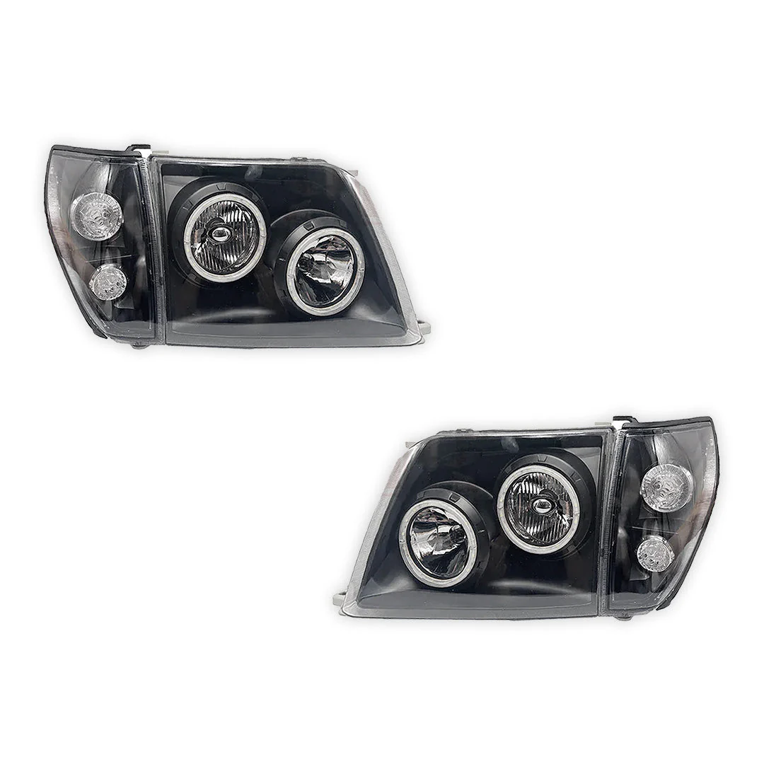 Toyota Prado 90 / 95 Series (1996 - 2002) Halo Angel Eyes Headlights LH + RH - Image 2