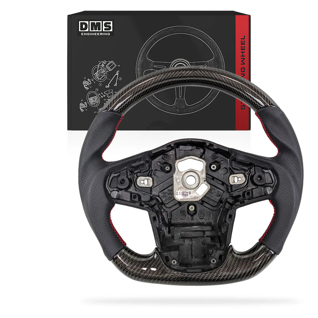 Toyota Supra A90 (2019 - 2024) Carbon Fibre Leather Red / White Stitching Steering Wheel - Image 2