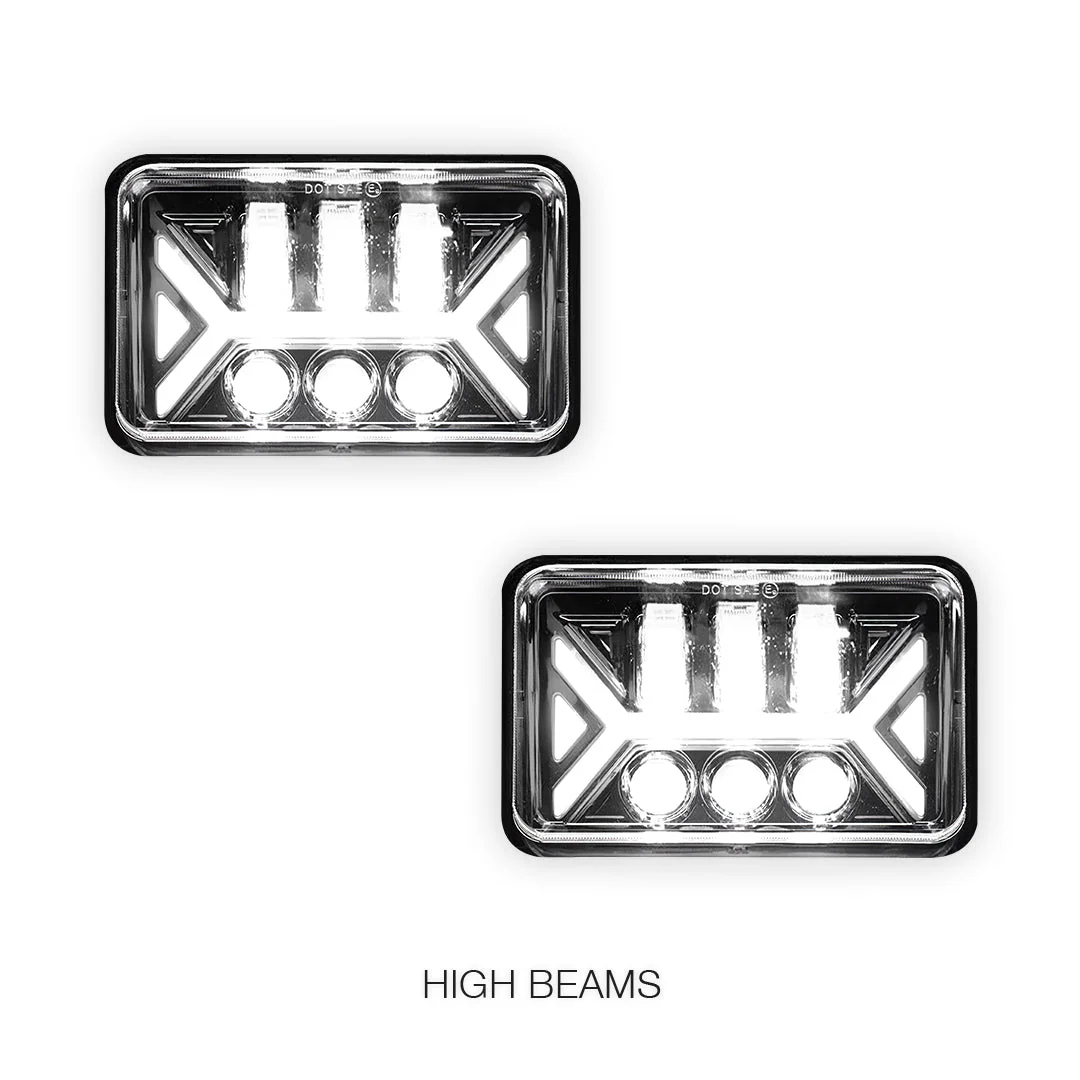Universal 4 Pcs. 4x6" LED Headlights LH + RH - Image 2