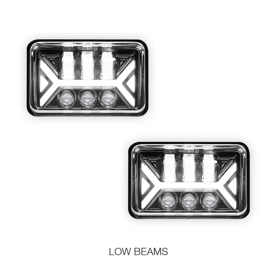 Universal 4 Pcs. 4x6" LED Headlights LH + RH - Image 3