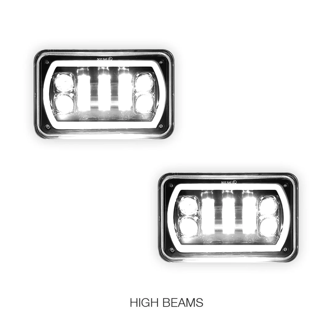 Universal 4 Pcs. 4x6" RGB LED Headlights LH + RH - Image 2