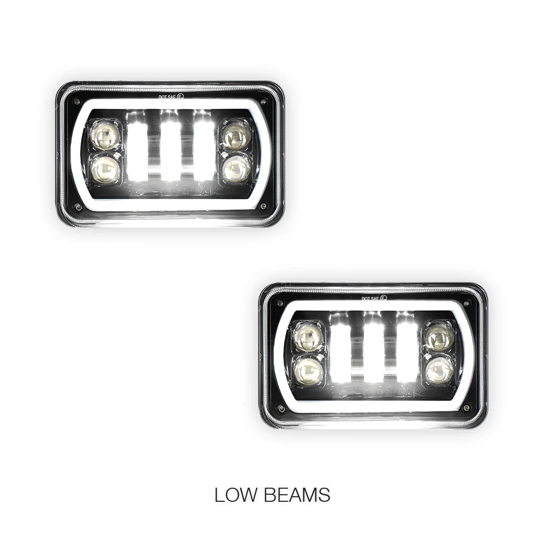 Universal 4 Pcs. 4x6" RGB LED Headlights LH + RH - Image 3