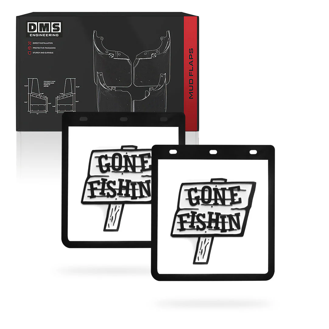 Universal Heavy Duty 4WD Ute & Trailer Gone Fishin Mud Flaps - Image 2
