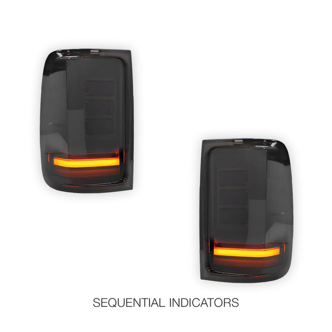 Volkswagen Amarok 2H (2011 - 2021) Smoked Black Sequential 3D LED Stripe Bar Tail Lights LH + RH - Image 4