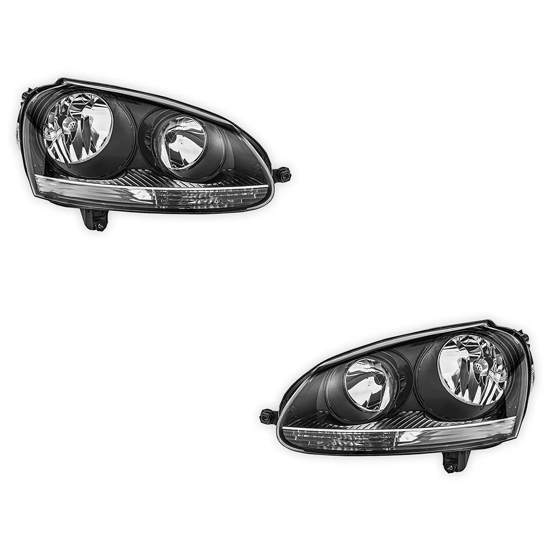 Volkswagen Golf MK5 (2004 - 2009) Black OEM Style Headlights LH + RH - Image 2