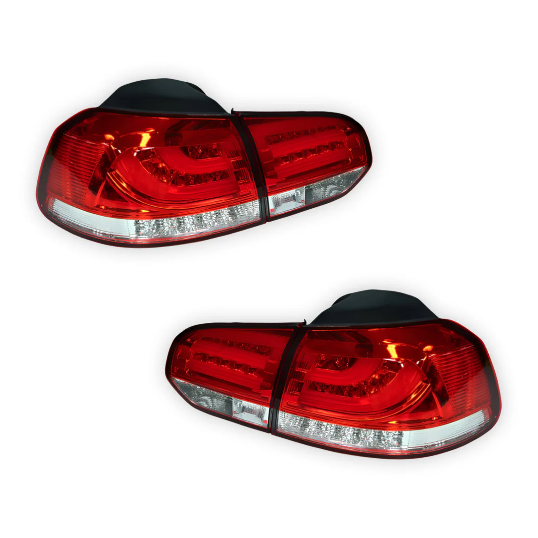 Volkswagen Golf MK6 (2008 - 2013) R Style Clear Red 3D LED Stripe Bar Tail Lights LH + RH - Image 6