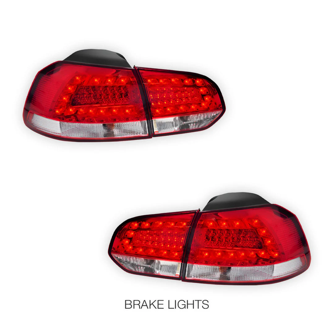 Volkswagen Golf MK6 (2009 - 2013) Classic Clear Red LED Tail Lights LH + RH - Image 3
