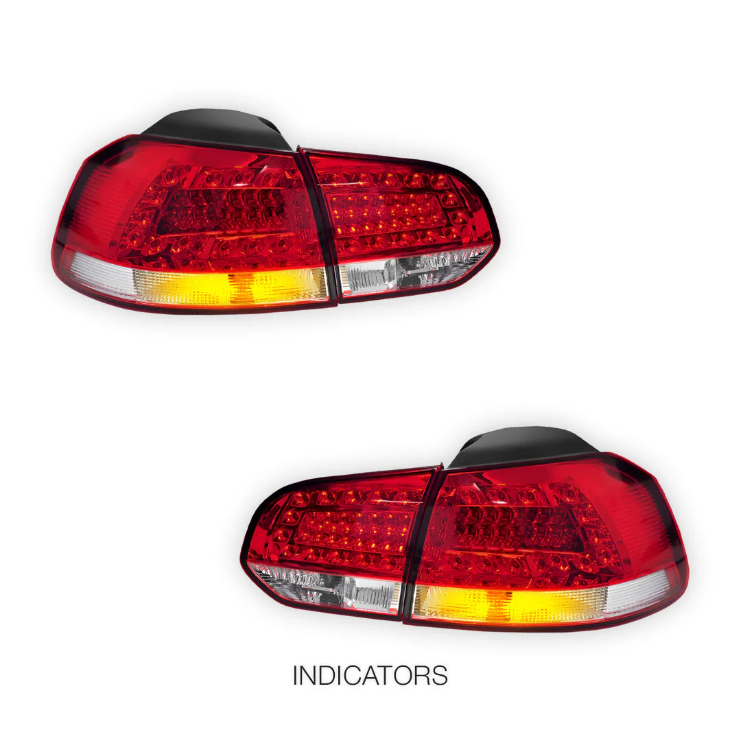 Volkswagen Golf MK6 (2009 - 2013) Classic Clear Red LED Tail Lights LH + RH - Image 4