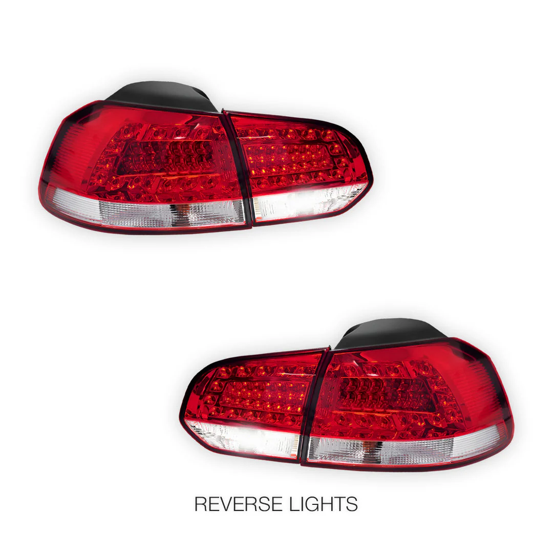 Volkswagen Golf MK6 (2009 - 2013) Classic Clear Red LED Tail Lights LH + RH - Image 5