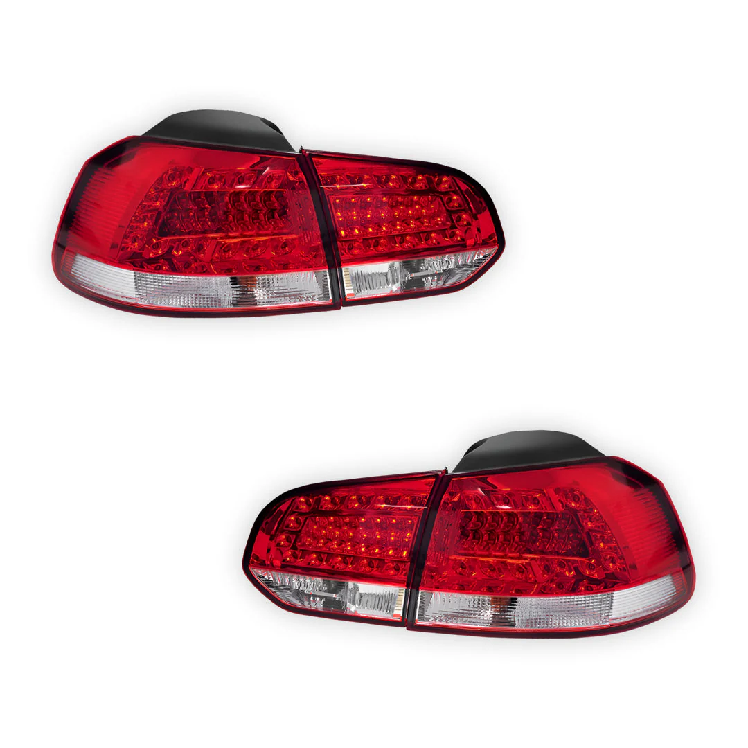 Volkswagen Golf MK6 (2009 - 2013) Classic Clear Red LED Tail Lights LH + RH - Image 6