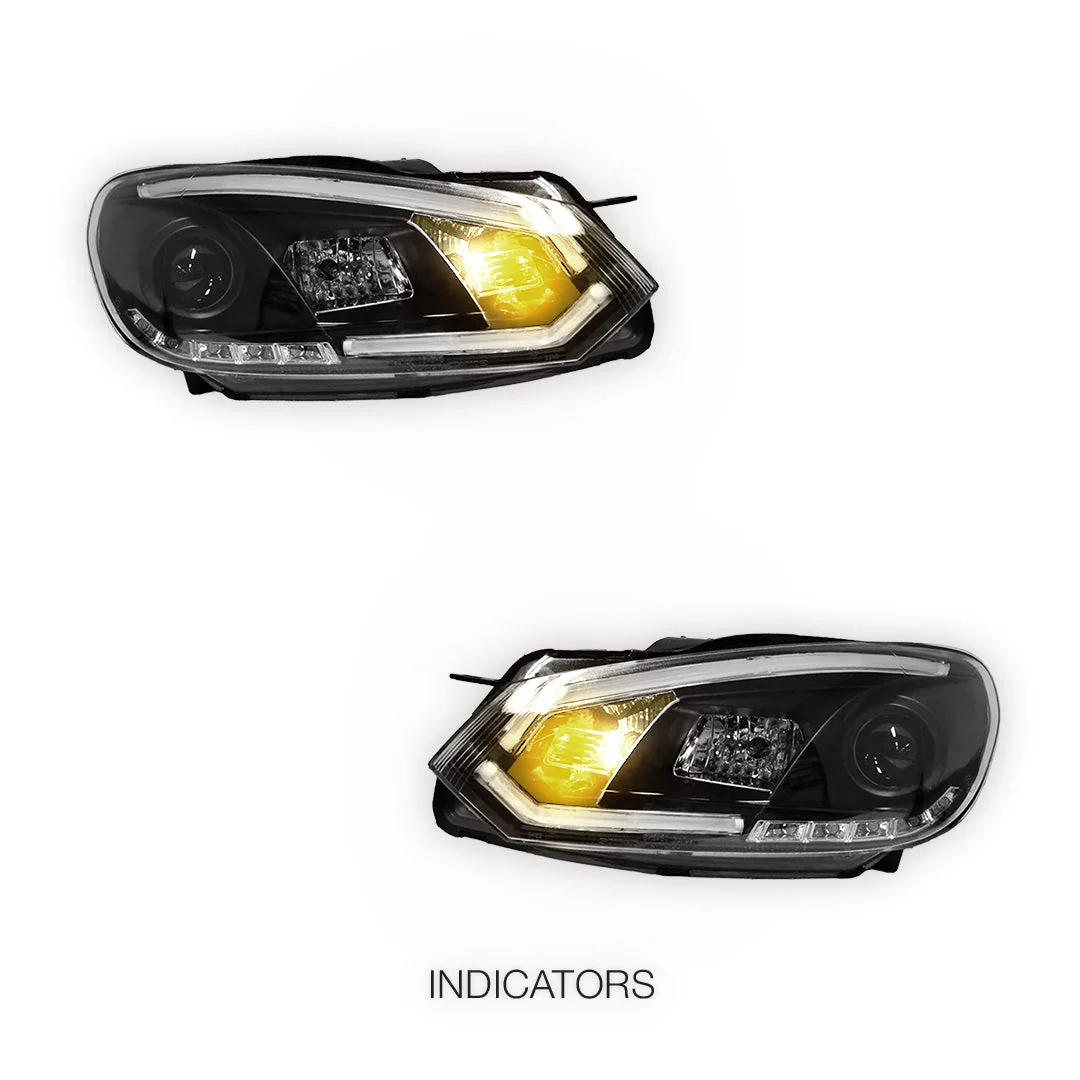 Volkswagen Golf MK6 (2009- 2013) 3D Stripe Bar LED DRL Projector Headlights LH + RH - Image 3
