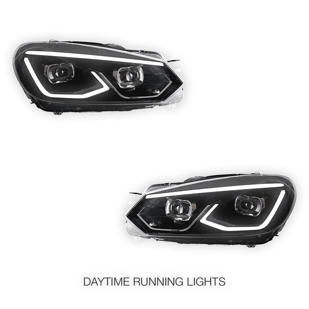 Volkswagen Golf MK6 (2008 - 2013) LED Headlights Halo DRL LH + RH - Image 2