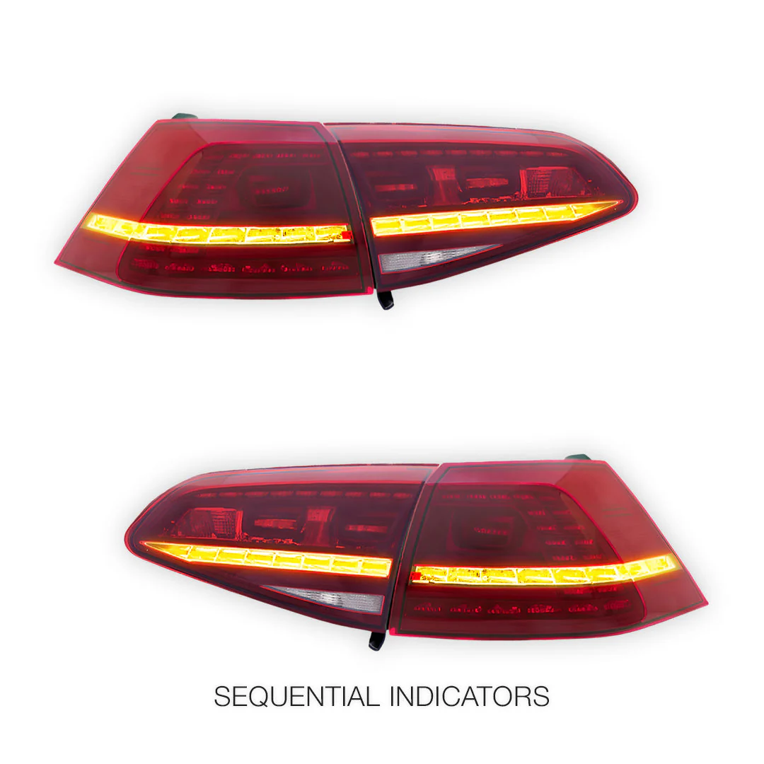 Volkswagen Golf MK7 (2012 - 2017) R Style Sequential LED Tail Lights LH + RH - Image 4