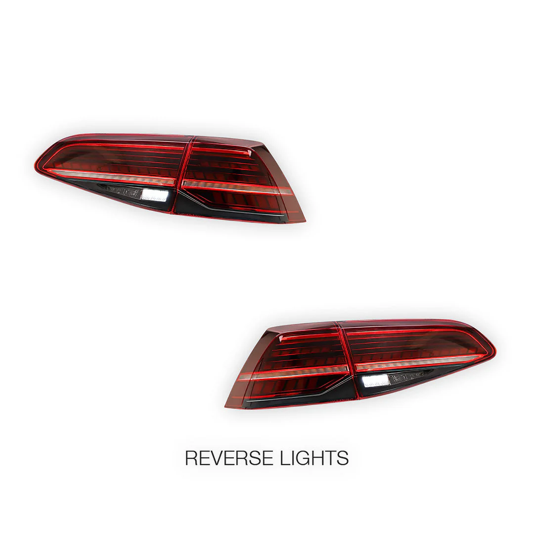 Volkswagen Golf MK7 (2013 - 2019) Sequential Red Full LED Tail Lights LH + RH - Image 2