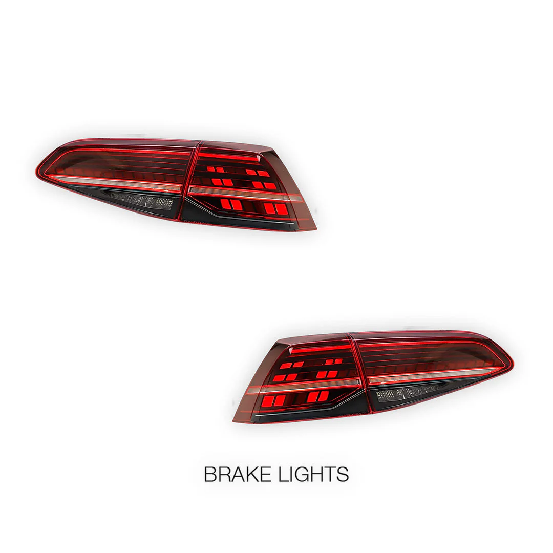 Volkswagen Golf MK7 (2013 - 2019) Sequential Red Full LED Tail Lights LH + RH - Image 3