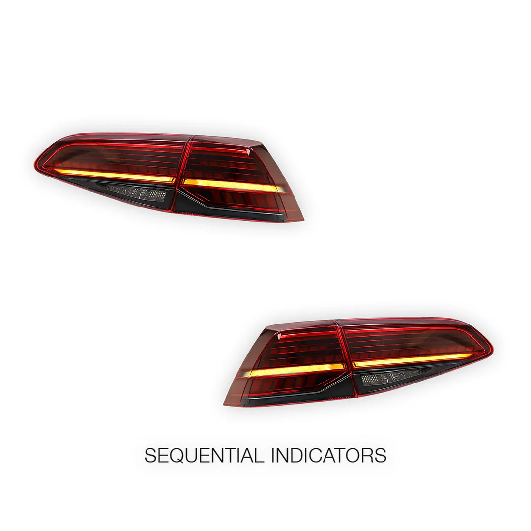 Volkswagen Golf MK7 (2013 - 2019) Sequential Red Full LED Tail Lights LH + RH - Image 5