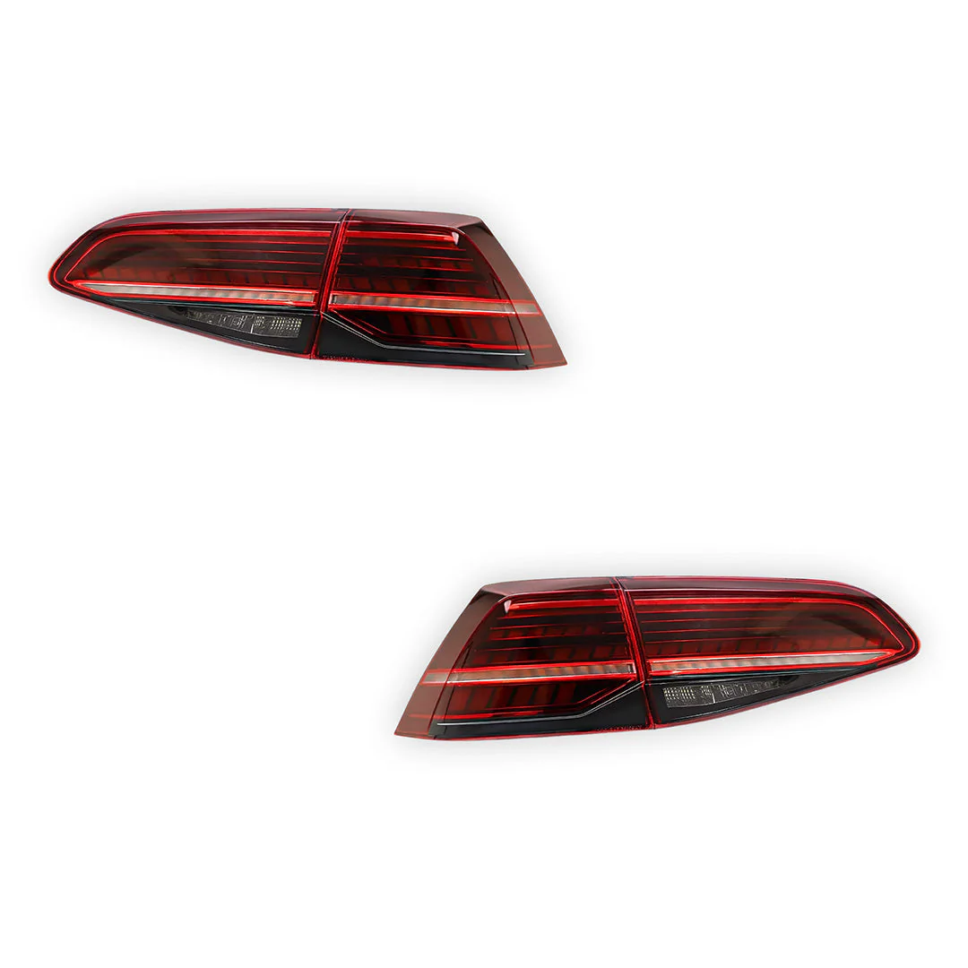 Volkswagen Golf MK7 (2013 - 2019) Sequential Red Full LED Tail Lights LH + RH - Image 6