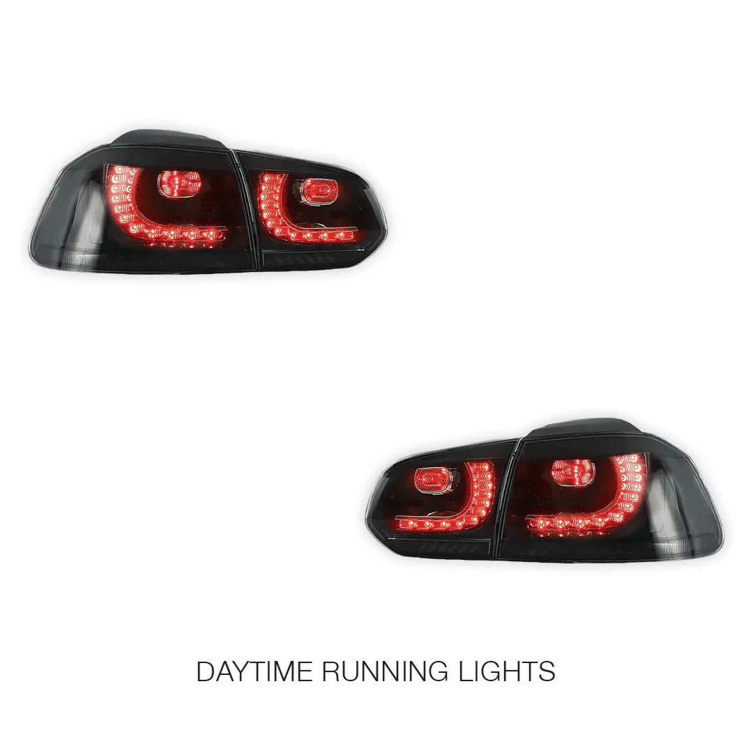 Volkswagen Golf VI MK6 (2008 - 2012) Sequential Black Smoked Tail Lights LH + RH - Image 2