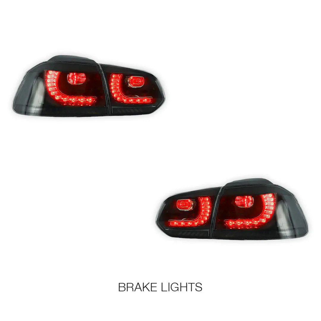 Volkswagen Golf VI MK6 (2008 - 2012) Sequential Black Smoked Tail Lights LH + RH - Image 3