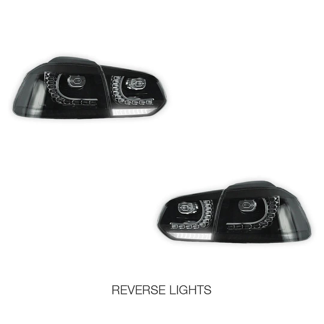 Volkswagen Golf VI MK6 (2008 - 2012) Sequential Black Smoked Tail Lights LH + RH - Image 5