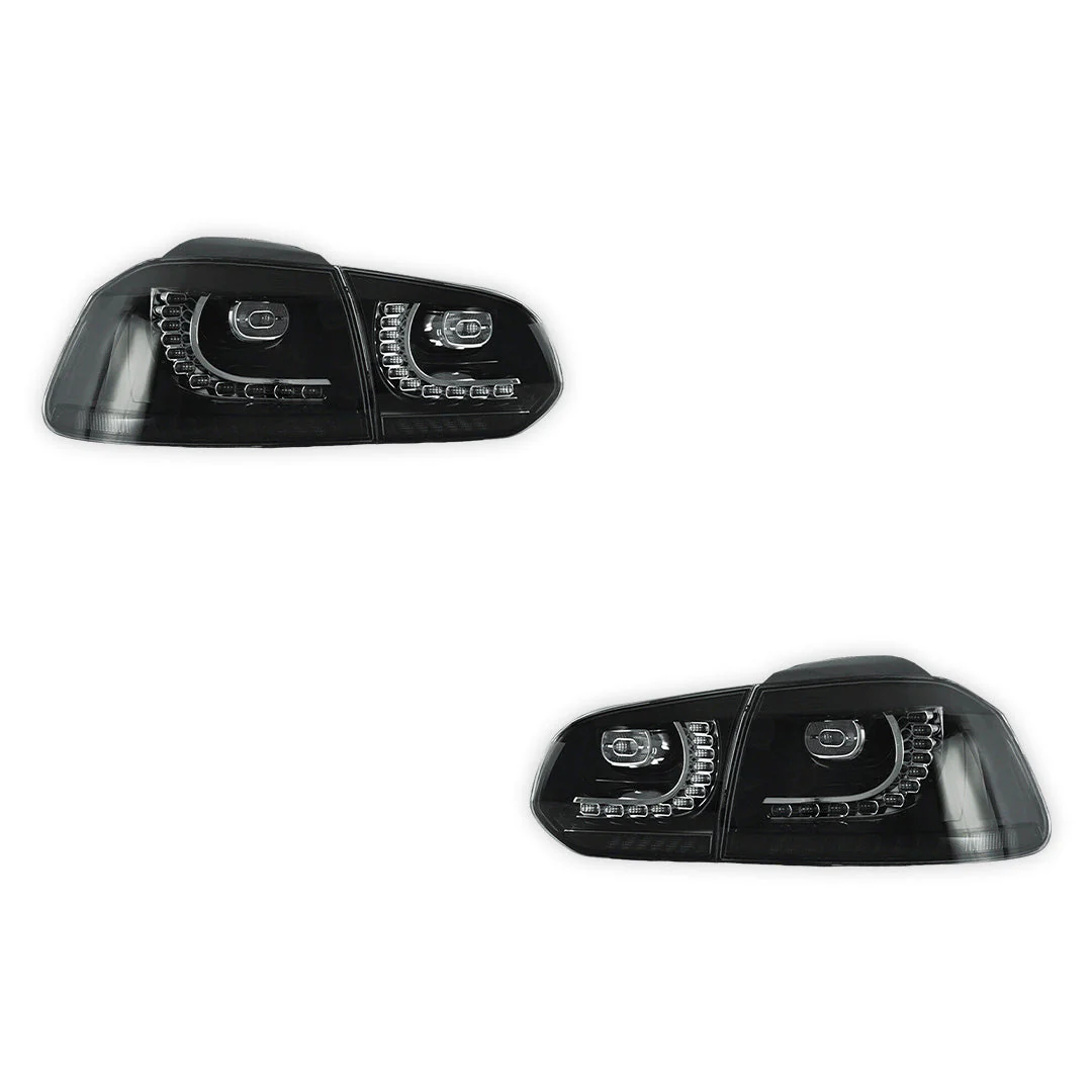 Volkswagen Golf VI MK6 (2008 - 2012) Sequential Black Smoked Tail Lights LH + RH - Image 6