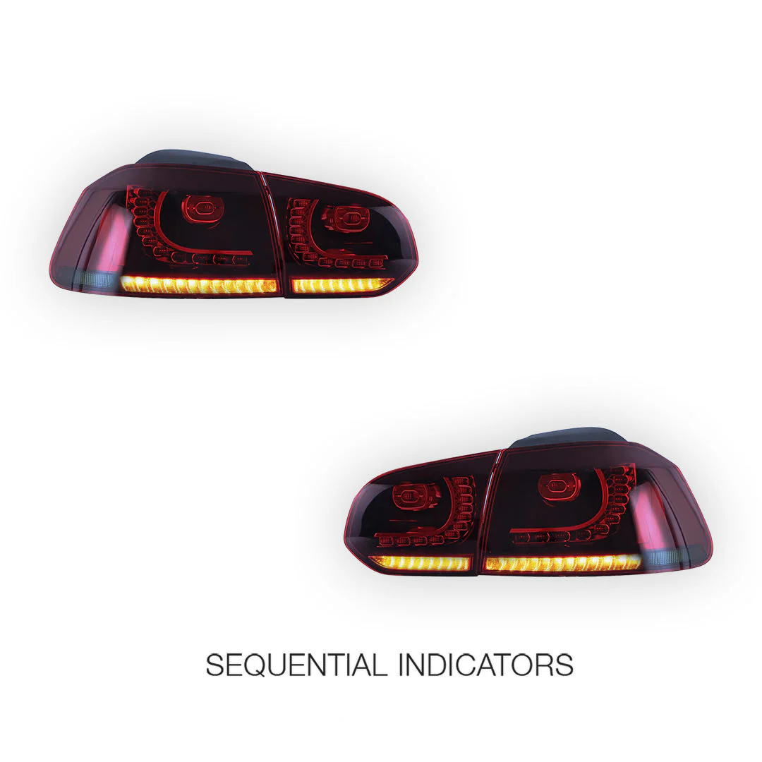 Volkswagen Golf VI MK6 (2008 - 2014) Sequential Red Tail Lights LH + RH - Image 3