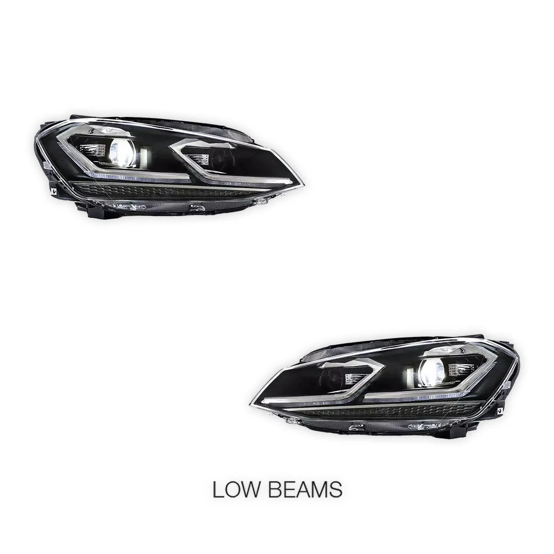 Volkswagen Golf VII MK7 (2013 - 2018) Dual Beam Projector Sequential Headlights LH + RH - Image 4