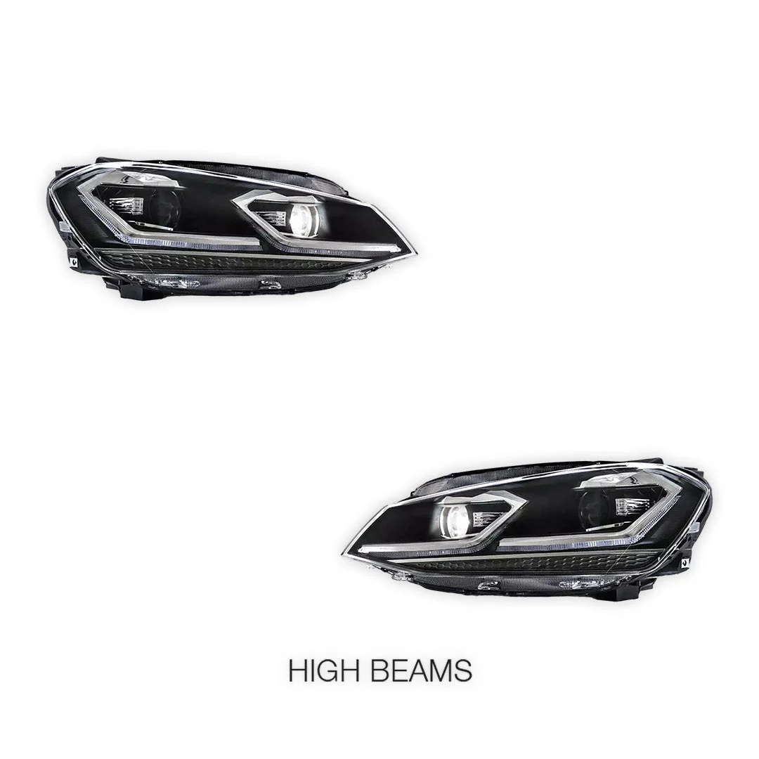 Volkswagen Golf VII MK7 (2013 - 2018) Dual Beam Projector Sequential Headlights LH + RH - Image 5