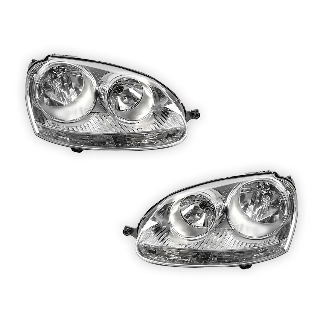 Volkswagen Jetta 1K (2006 - 2011) OEM Style Chrome Non Xenon Headlights LH + RH - Image 2
