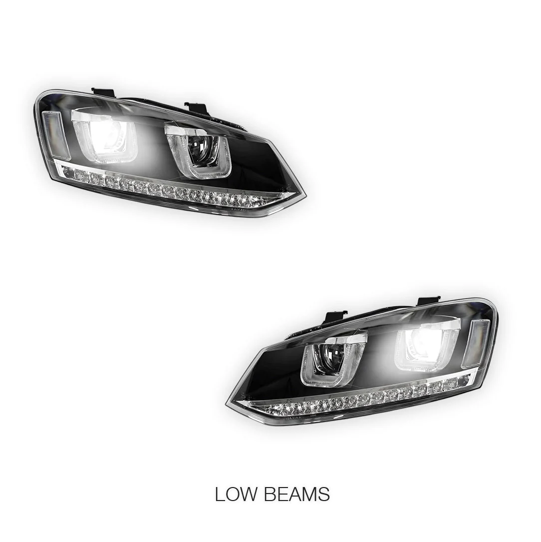 Volkswagen Polo 6R (2010 - 2016) R Style LED DRL Projector Head Lights with Sequential Indicators LH + RH - Image 4